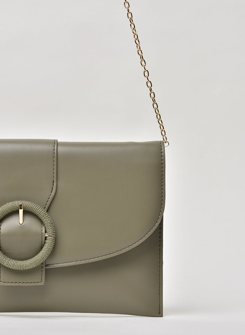 Jove - Solid Pattern Chain Strap Crossbody Bag Green - Image 1