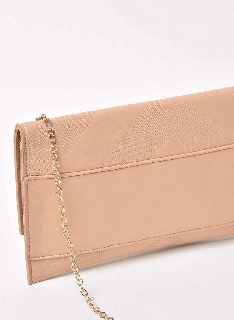 Jove - Textured Pattern Chain Strap Crossbody Bag Light Brown - Image 1
