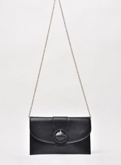 Stylish Solid Pattern Chain Strap Crossbody Bag Black