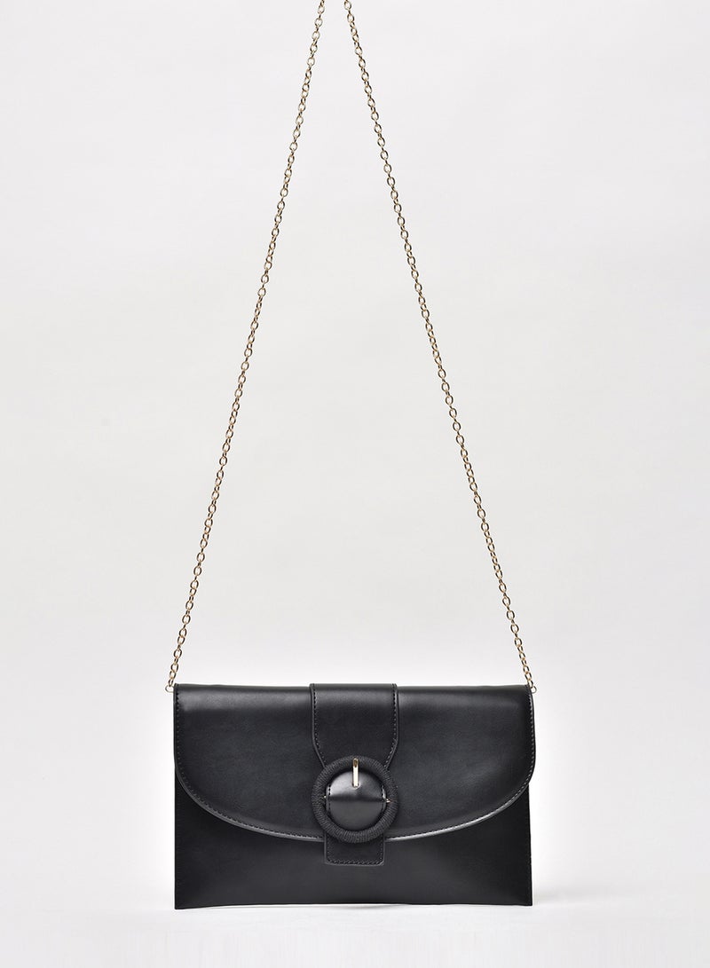 Jove - Stylish Solid Pattern Chain Strap Crossbody Bag Black - Image 1