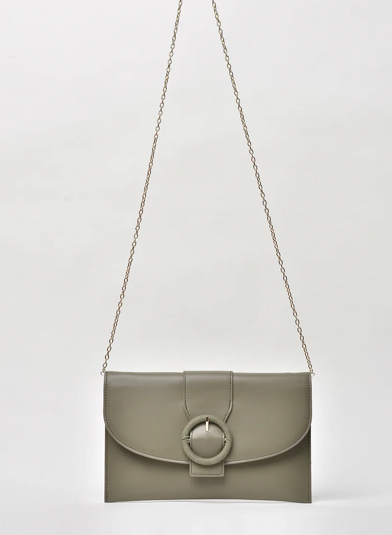 Jove Solid Pattern Chain Strap Crossbody Bag Green