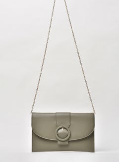 Solid Pattern Chain Strap Crossbody Bag Green
