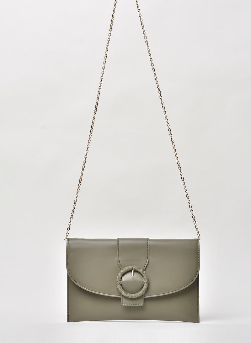 Jove - Solid Pattern Chain Strap Crossbody Bag Green - Image 1