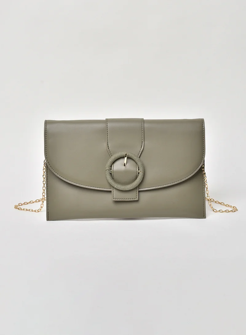 Jove Solid Pattern Chain Strap Crossbody Bag Green
