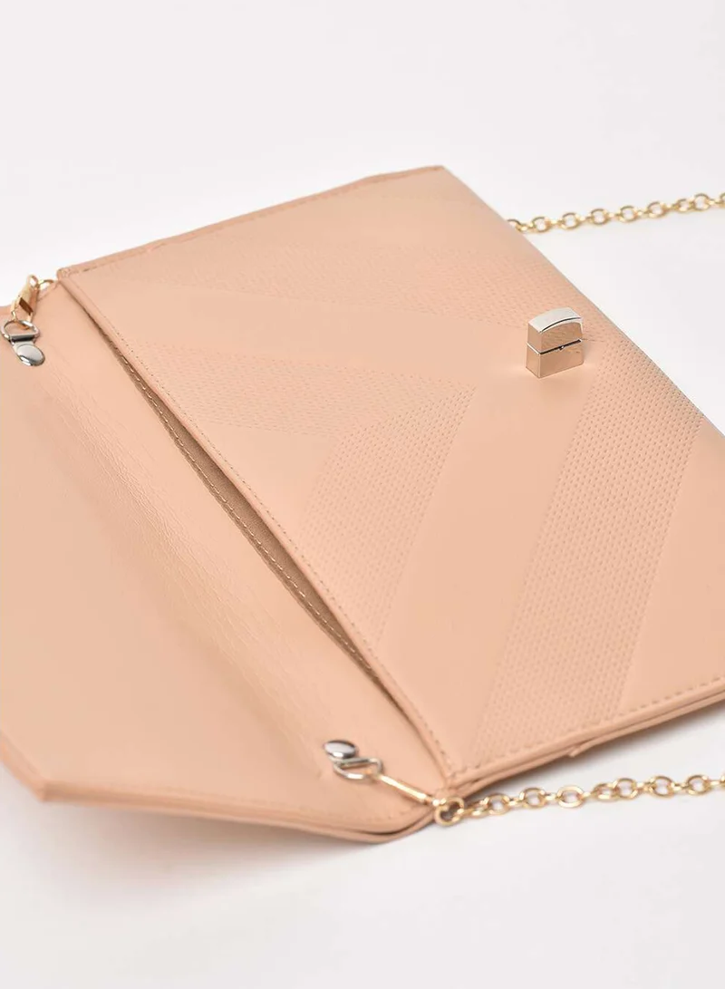 Jove Textured Pattern Chain Strap Crossbody Bag Light Brown