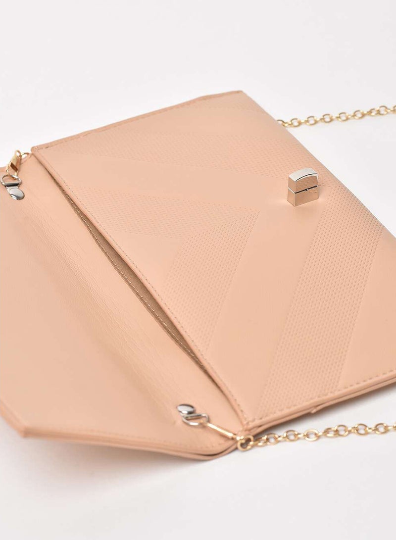 Jove - Textured Pattern Chain Strap Crossbody Bag Light Brown - Image 1