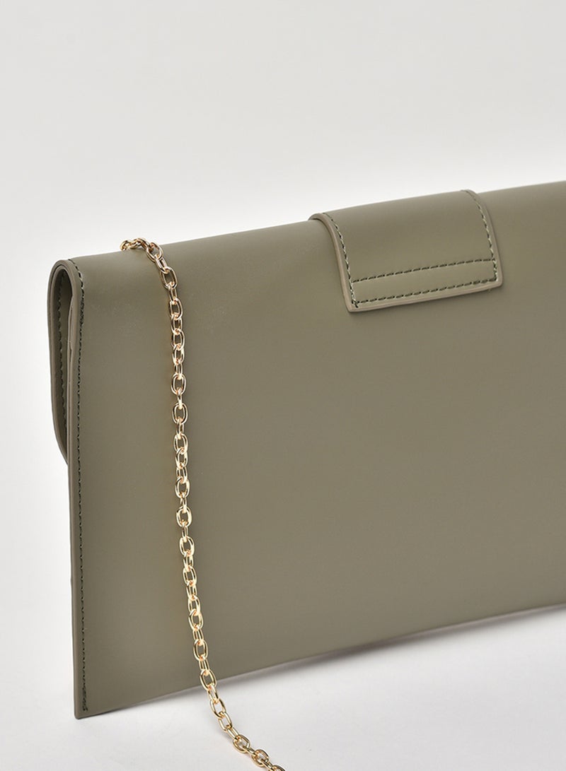 Jove - Solid Pattern Chain Strap Crossbody Bag Green - Image 1