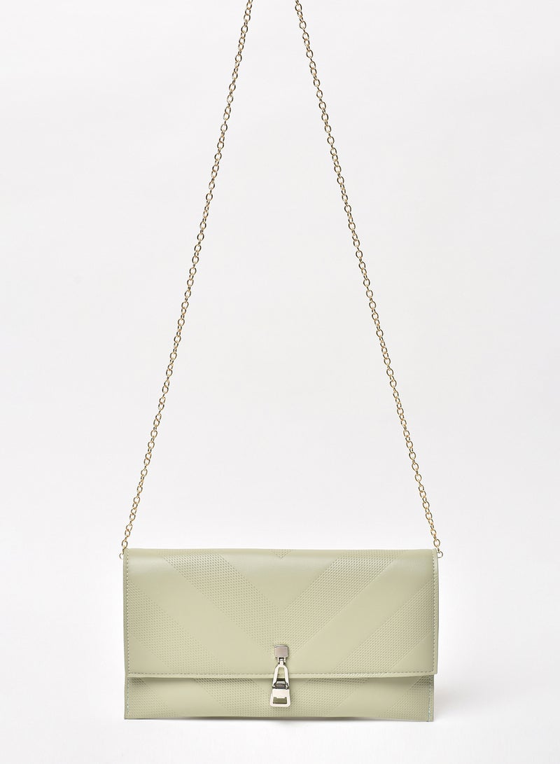 Jove - Textured Pattern Chain Strap Crossbody Bag Green - Image 1