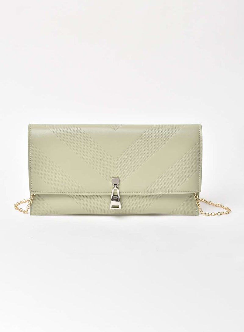 Jove - Textured Pattern Chain Strap Crossbody Bag Green - Image 1