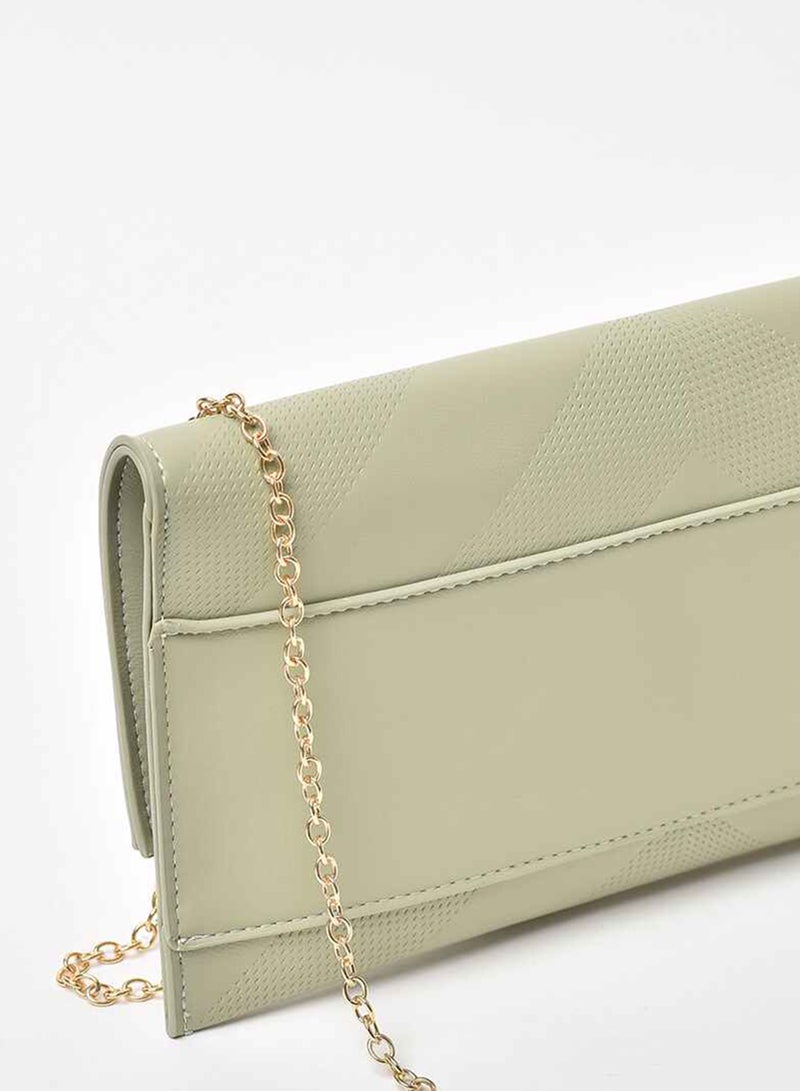 Jove - Textured Pattern Chain Strap Crossbody Bag Green - Image 1