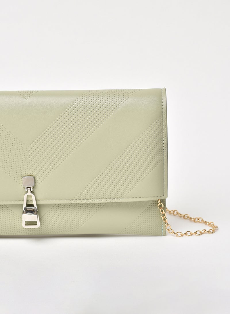 Jove - Textured Pattern Chain Strap Crossbody Bag Green - Image 1