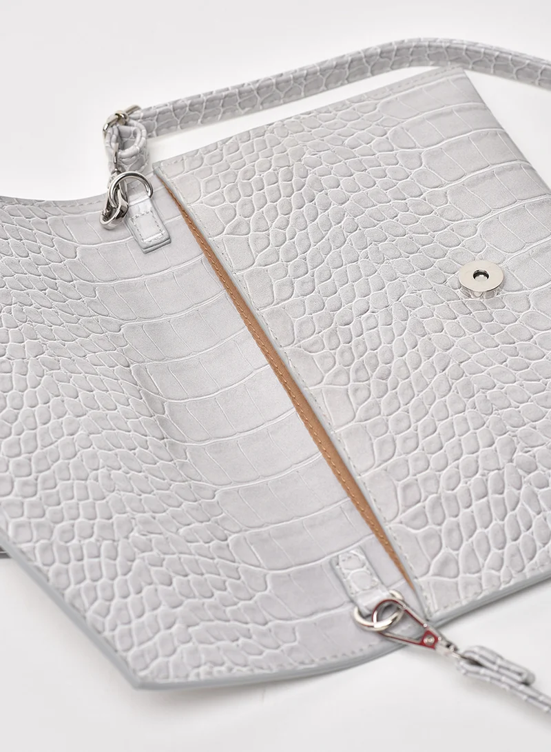 Jove Animal Pattern Flap Closure Shoulder Bag Grey