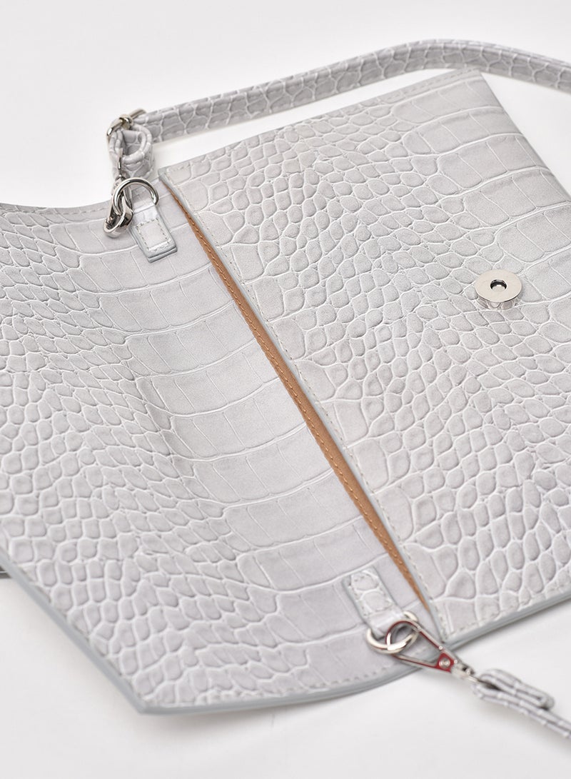 Jove - Animal Pattern Flap Closure Shoulder Bag Grey - Image 1