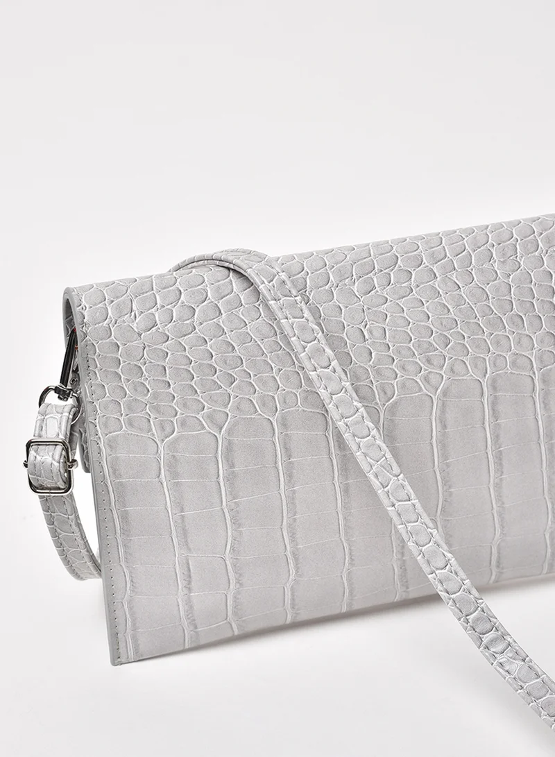 Jove Animal Pattern Flap Closure Shoulder Bag Grey