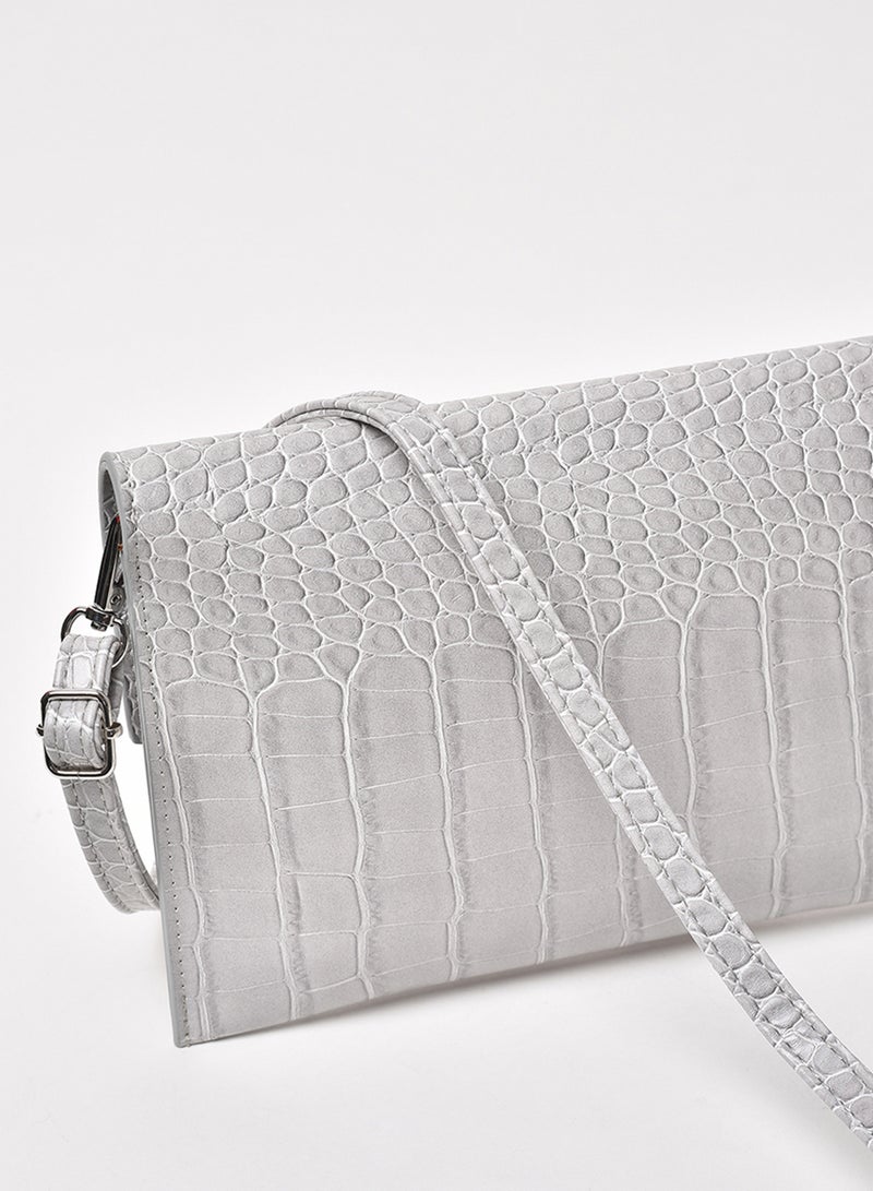Jove - Animal Pattern Flap Closure Shoulder Bag Grey - Image 1