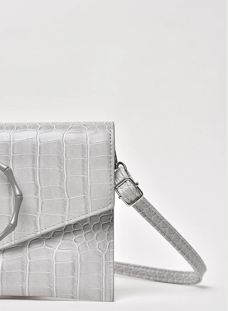 Jove Animal Pattern Flap Closure Shoulder Bag Grey