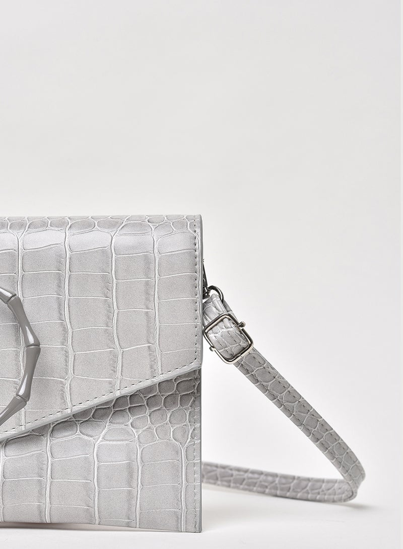 Jove - Animal Pattern Flap Closure Shoulder Bag Grey - Image 1