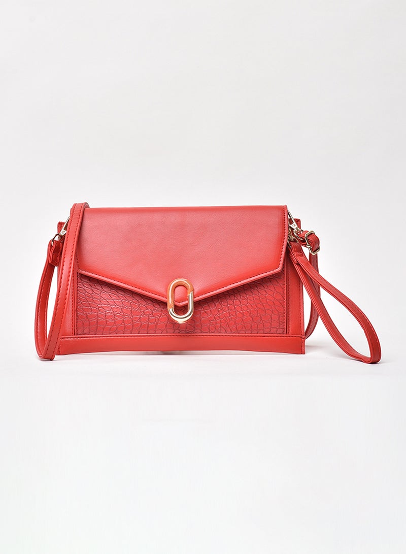 Jove - Flap Closure Shoulder Bag Red - Image 1