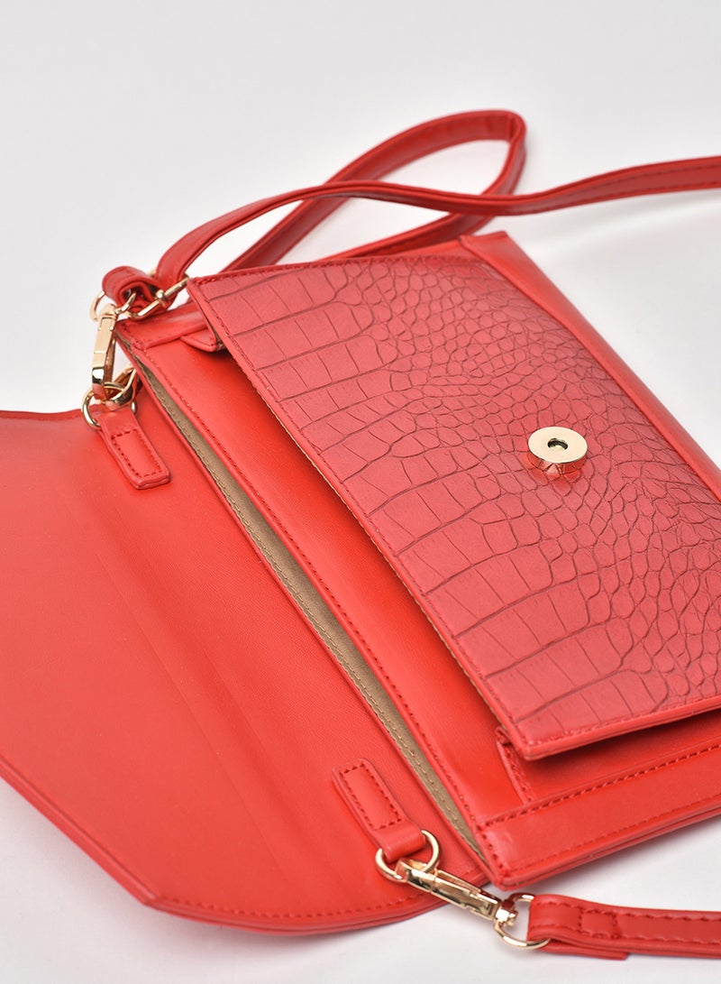 Jove - Flap Closure Shoulder Bag Red - Image 1