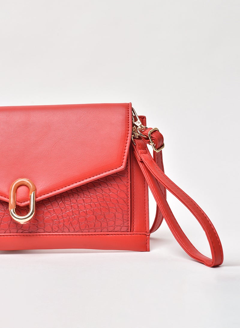Jove - Flap Closure Shoulder Bag Red - Image 1