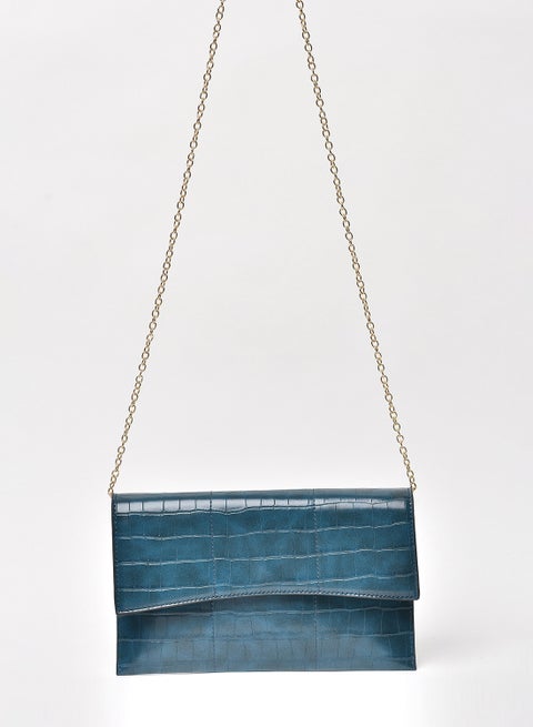 Animal Pattern Chain Strap Crossbody Bag Blue