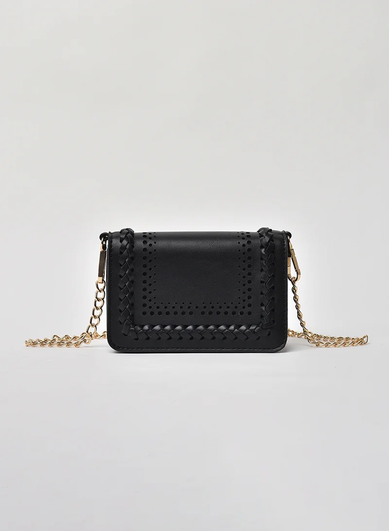 Jove Cut-Out Detail Chain Strap Crossbody Bag Black