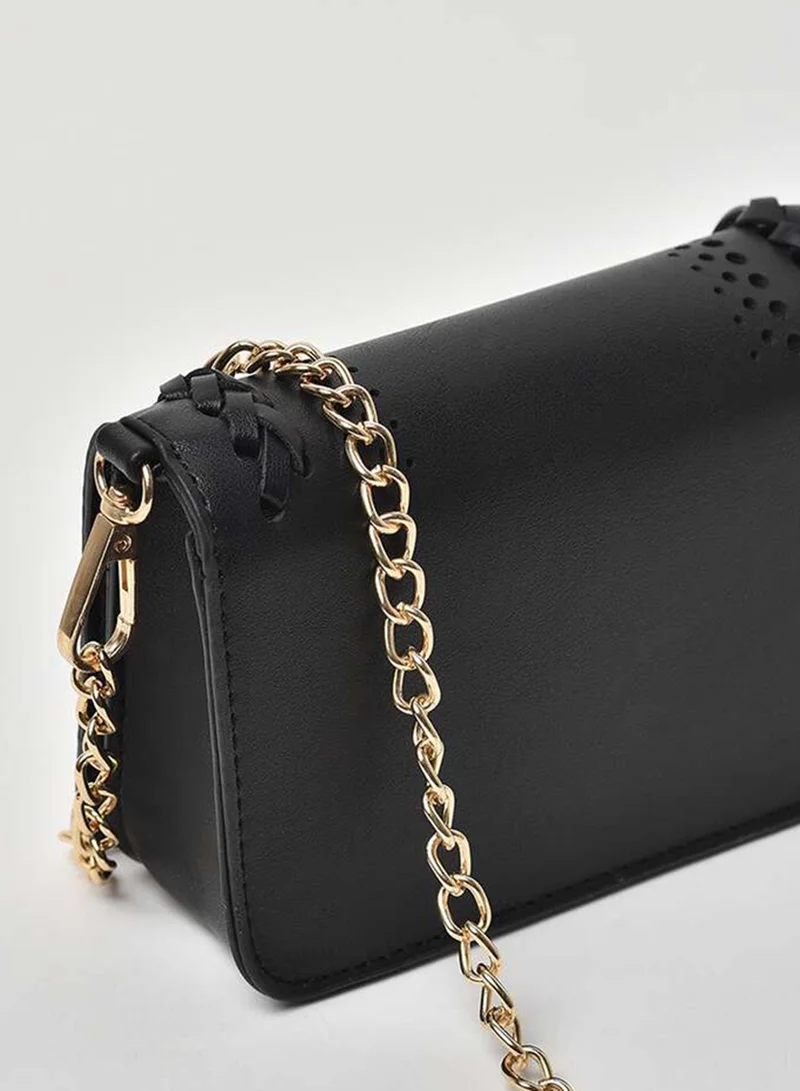 Jove Cut-Out Detail Chain Strap Crossbody Bag Black