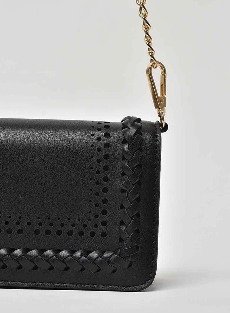 Jove Cut-Out Detail Chain Strap Crossbody Bag Black