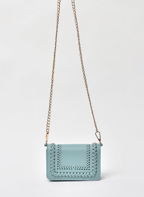 Cut-Out Detail Chain Strap Crossbody Bag Blue