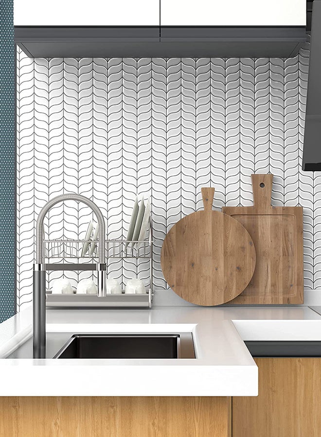Amal Modern 3D Peel And Stick Mosaic Tiles Wall Sticker For The Home Perfect Stylish Kitchen Or Bathroom Black/White-1 12 x 12inch  - Image 4