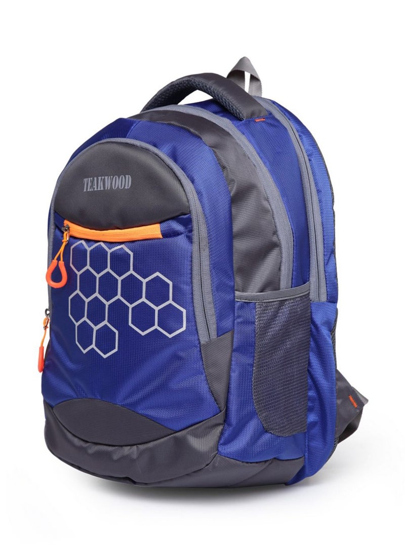 TEAKWOOD Printed Unisex Polyester Backpack Compatible with 15" Laptop Blue/Grey  - Image 3