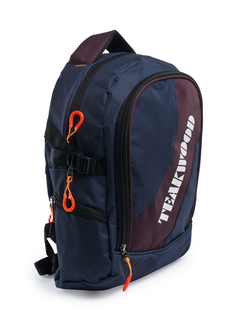 TEAKWOOD - Unisex Polyester Backpack Compatible with 15" Laptop Blue/Maroon - Image 1