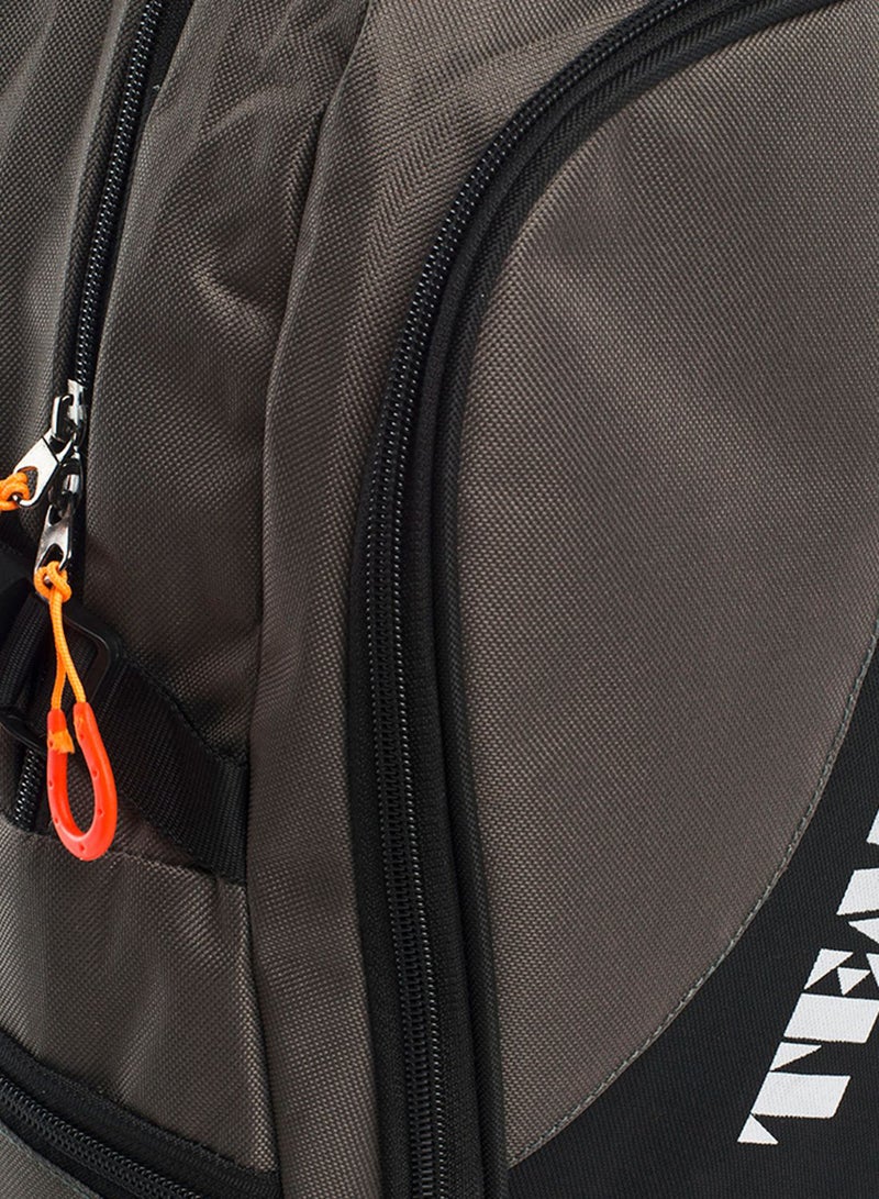 حقيبة ظهر مصنوعة من البوليستر متوافقة مع أجهزة اللابتوب مقاس 15 بوصة للجنسين رمادي/ أسود