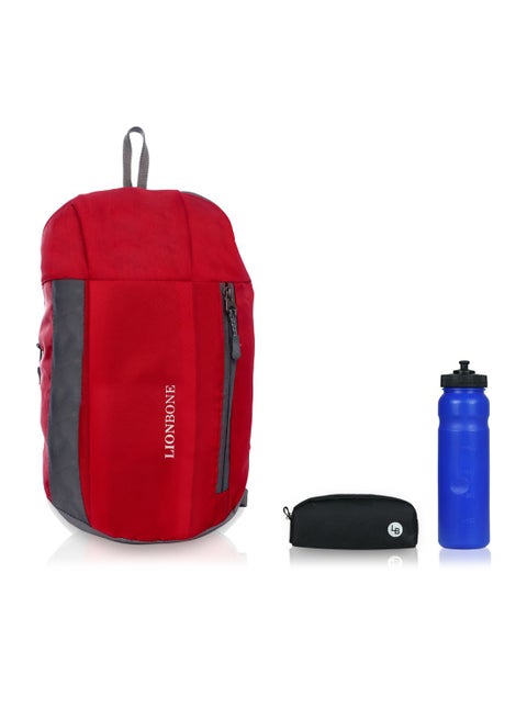 Combo of Backpack, Pouch and Sipper Red/Grey