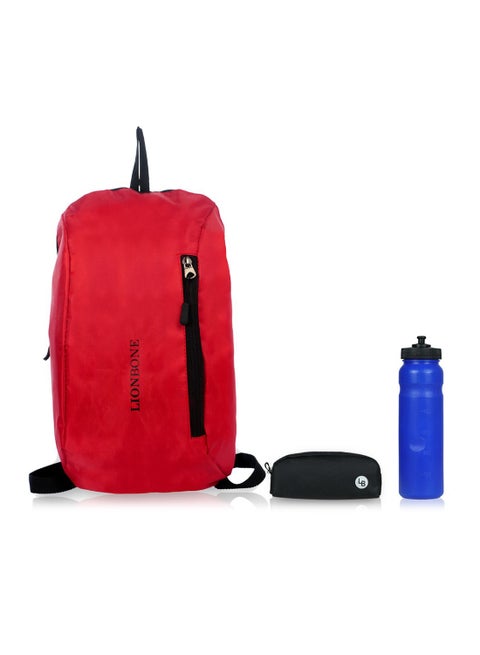 Combo of Backpack, Pouch and Sipper Red