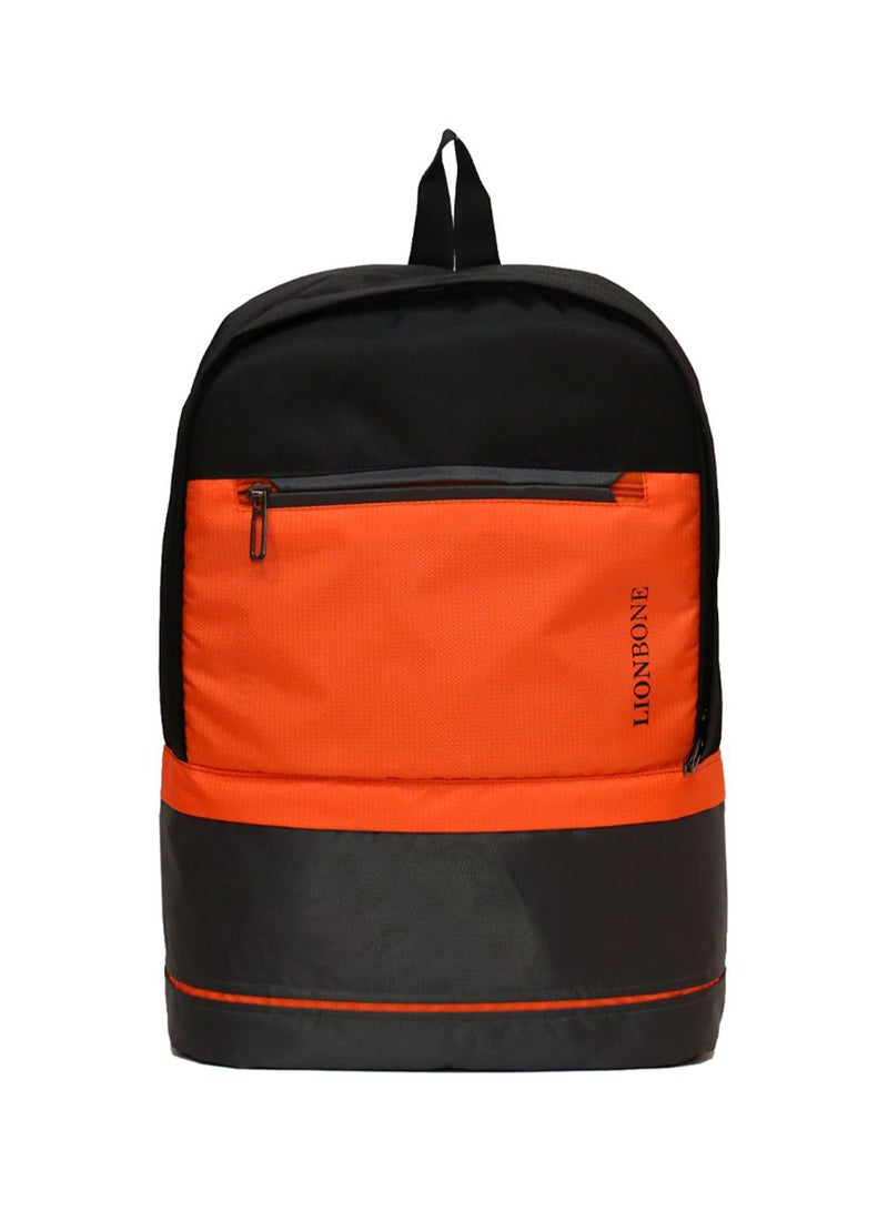 Combo of Polyester Backpack with zip closure compatible with 15' Laptop, Polyester Pouch and Plastic Sipper Orange/Grey/Black - v1647412540/N49326519A_2