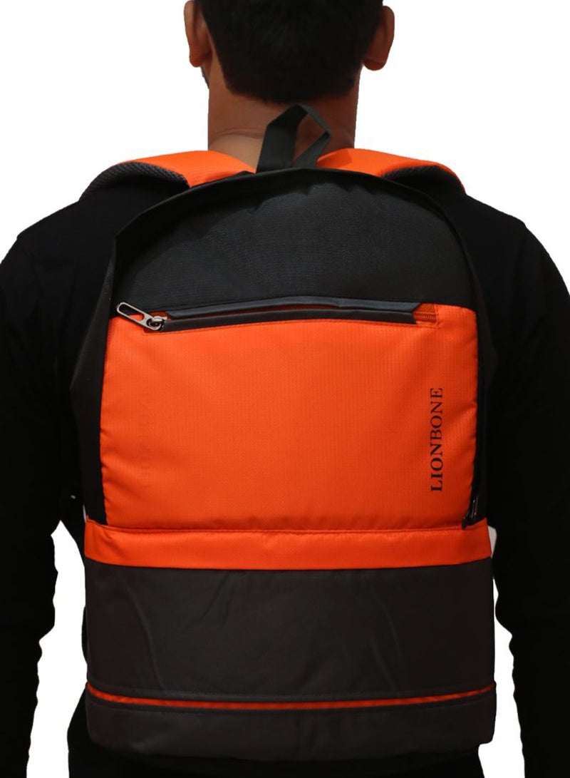 Combo of Polyester Backpack with zip closure compatible with 15' Laptop, Polyester Pouch and Plastic Sipper Orange/Grey/Black - v1647412542/N49326519A_7