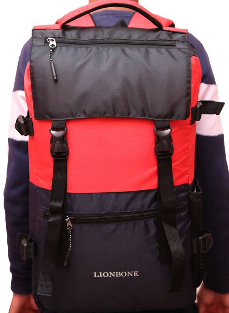 LIONBONE - Logo Printed Backpack Black/Red/Navy Blue - Image 1