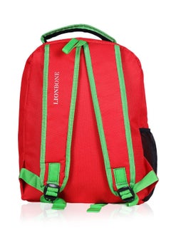LIONBONE Lion printed Polyester Kids Backpack with zip closure Ideal for 4-6 years age group, Plastic Sipper And Polyester Pouch Red/Black/Green  - Image 2