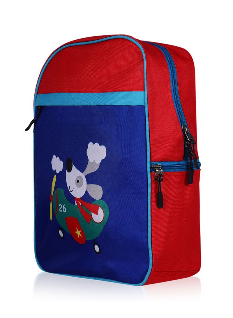 LIONBONE Combo of Animal Printed Polyester Kids Backpack with zip closure Ideal for 4-6 years age group, Plastic Sipper And Polyester Pouch Navy-Red  - Image 3