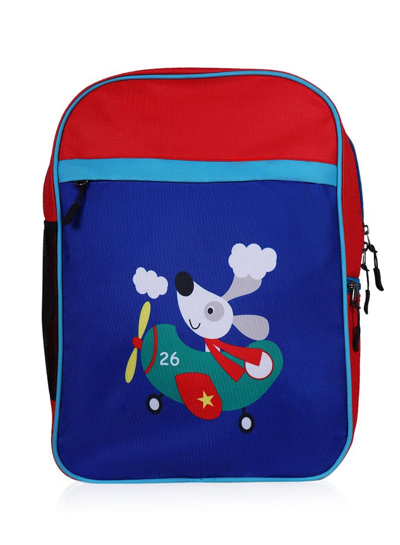 LIONBONE Combo of Animal Printed Polyester Kids Backpack with zip closure Ideal for 4-6 years age group, Plastic Sipper And Polyester Pouch Navy-Red  - Image 2