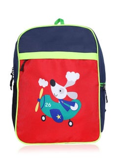 LIONBONE Combo of Animal Printed Polyester Kids Backpack with zip closure Ideal for 4-6 years age group, Plastic Sipper And Polyester Pouch Red-Navy  - Image 2