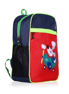 LIONBONE Combo of Animal Printed Polyester Kids Backpack with zip closure Ideal for 4-6 years age group, Plastic Sipper And Polyester Pouch Red-Navy  - Image 3