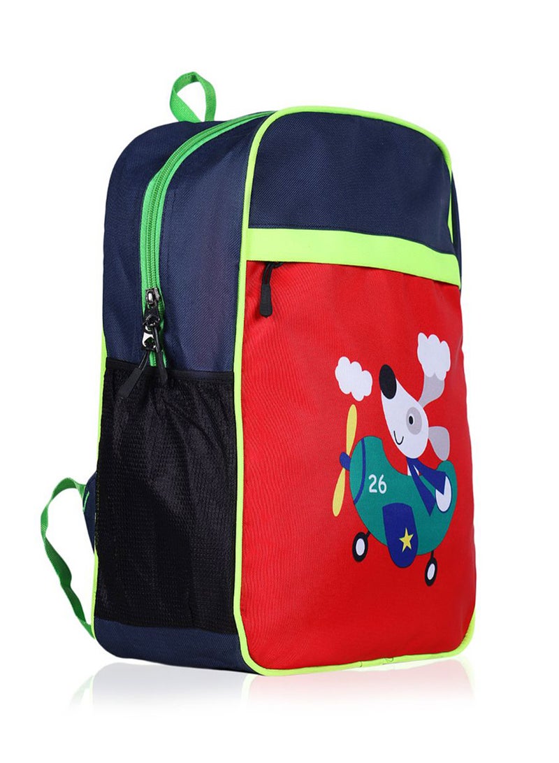 LIONBONE Combo of Animal Printed Polyester Kids Backpack with zip closure Ideal for 4-6 years age group, Plastic Sipper And Polyester Pouch Red-Navy  - Image 3