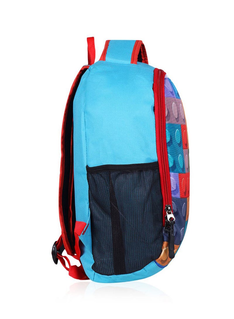 LIONBONE - Combo of Printed Polyester Kids Backpack with zip closure Ideal for 4-6 years age group, Plastic Sipper And Polyester Pouch SkyBlue-Red - Image 1