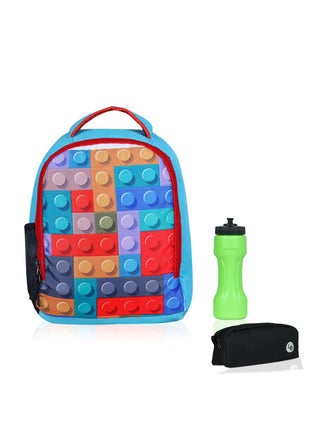 Combo of Printed Polyester Kids Backpack with zip closure Ideal for 4-6 years age group, Plastic Sipper And Polyester Pouch Multicolour - v1647412555/N49566385A_1