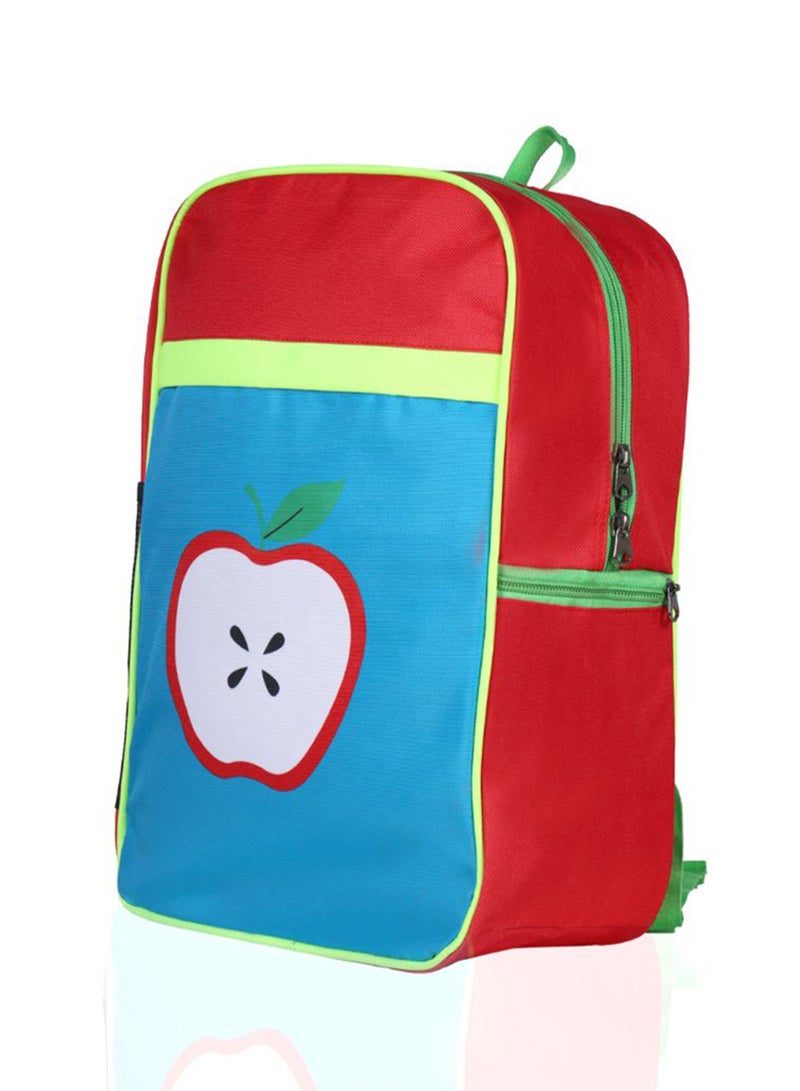 LIONBONE Apple Printed Polyester Kids Backpack with zip closure Ideal for 4-6 years age group, Plastic Sipper And Polyester Pouch SkyBlue-Red  - Image 3