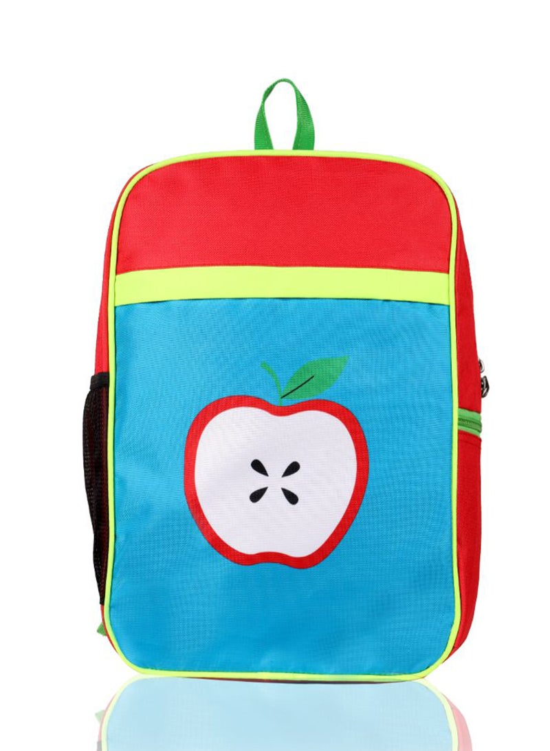 LIONBONE Apple Printed Polyester Kids Backpack with zip closure Ideal for 4-6 years age group, Plastic Sipper And Polyester Pouch SkyBlue-Red  - Image 2