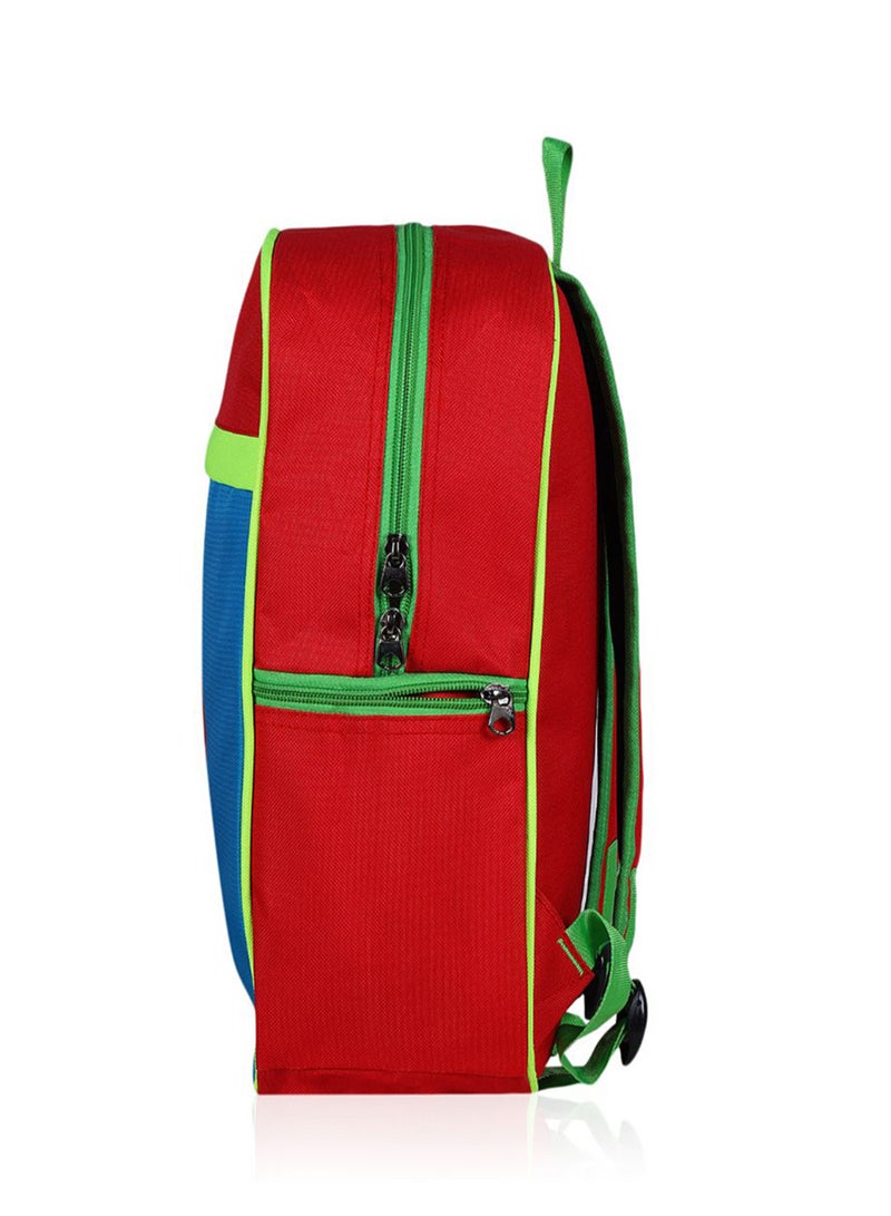 LIONBONE Apple Printed Polyester Kids Backpack with zip closure Ideal for 4-6 years age group, Plastic Sipper And Polyester Pouch SkyBlue-Red  - Image 4