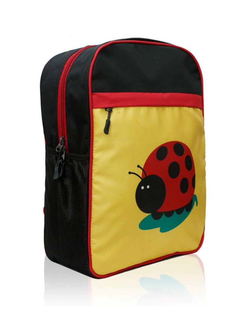 LIONBONE Ladybug Printed Polyester Kids Backpack with zip closure Ideal for 4-6 years age group, Plastic Sipper And Polyester Pouch Yellow-Black  - Image 3